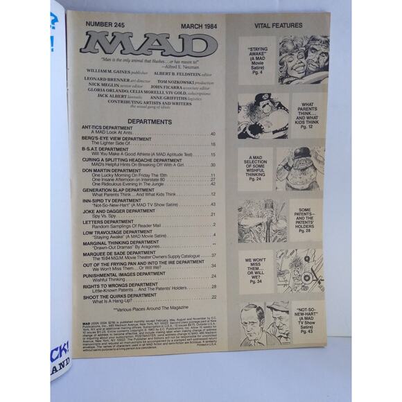 MAD #245 Comic Book March 1984 Staying Alive Movie Satire Newhart TV Show - Picture 2 of 5